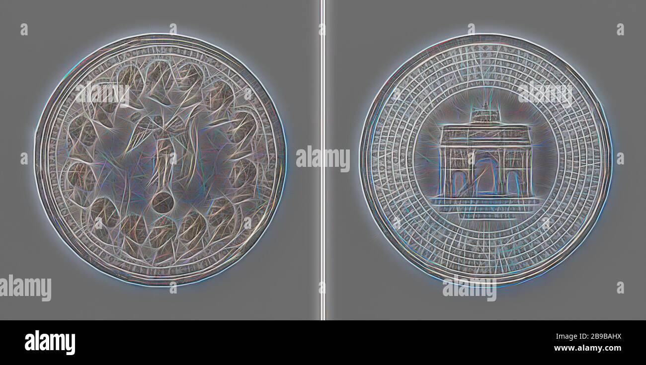 Congrès de Vienne avec les noms des batailles les plus importantes depuis les années 1813 et 1814, en l'honneur des 14 princes et généraux, leur confinement. Avers : Victoire de Samothrace avec couronne de laurier et la branche de palmier debout sur un globe global dans la limite de 14 bustes d'hommes avec des couronnes de lauriers, chacun avec un cercle à l'intérieur d'un cercle. Inverse : triomphe au-dessus de l'inscription et à l'intérieur de la circonscription de six lignes, Vienne, Frédéric-guillaume III Roi de Prusse, le français II (Empereur) Roman-German, Alexandre I (Tsar de Russie), Duc de Weimar, Karl Philipp zu Schwarzenberg, Wrnoh, Friedrich Wilhelm tombe Bü Banque D'Images