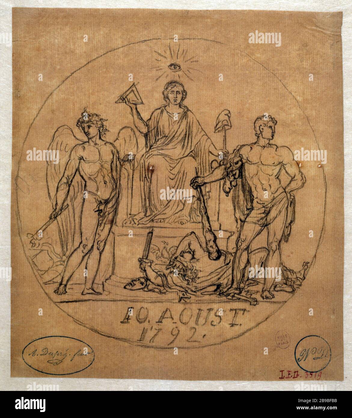 PROJET DE MÉDAILLE COMMÉMORATIVE 10 AOUT 1792 Augustin Dupré (1748-1833). 'Projet de médaille commémorative du 10 août 1792'. Paris, musée Carnavalet. Banque D'Images