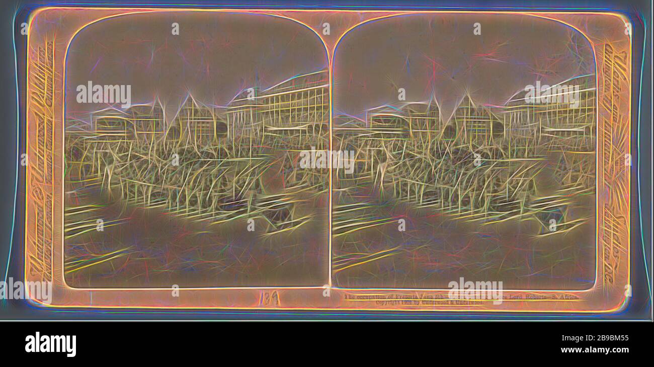 L'occupation de Pretoria le 5 juin - les troupes passant devant Lord Roberts, S.A., Underwood et Underwood, 1901, repensé par Gibon, la conception de gaie chaud et gai lumineux rayonnant. L'art classique réinventé avec une touche moderne. La photographie inspirée du futurisme, qui embrasse l'énergie dynamique de la technologie moderne, du mouvement, de la vitesse et révolutionne la culture. Banque D'Images