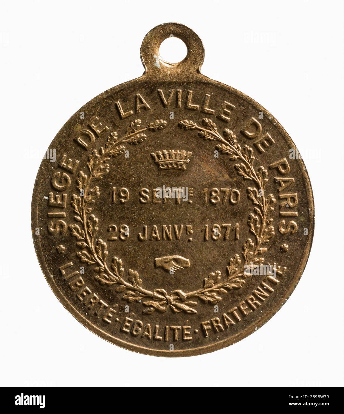 Siège de Paris, 19 septembre 1870-28 janvier 1871 (titre factice) Siège de Paris, 19 septembre 1870-28 janvier 1871. Laiton, entre 1870 et 1871. Paris, musée Carnavalet. Banque D'Images