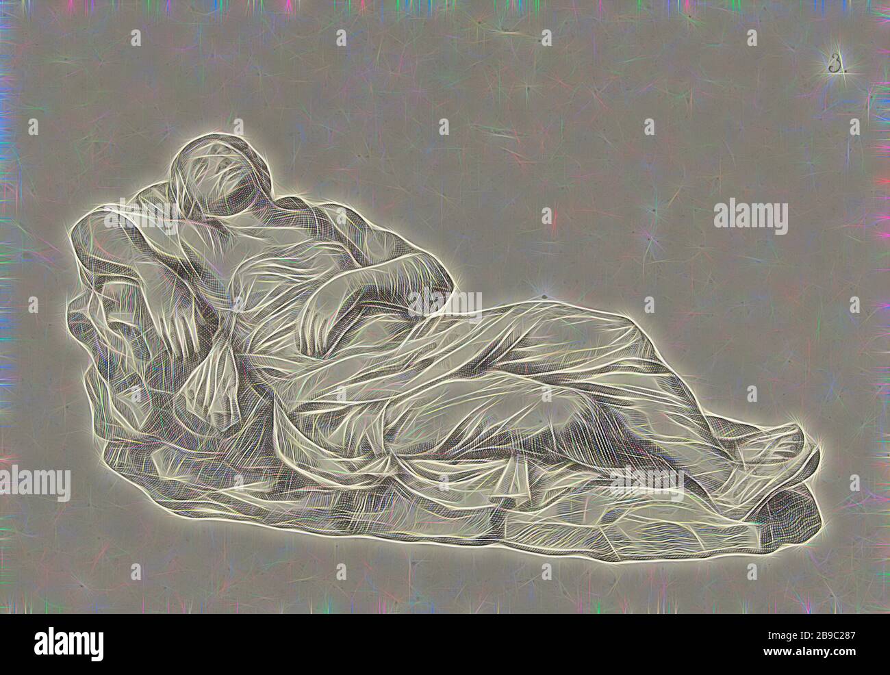 Etude d'une sculpture classique, Etude d'une statue de marbre: Une femme  endormie couchée dans des vêtements anciens, pièce de sculpture,  reproduction d'un morceau de sculpture, dormant sur le sol - BB -