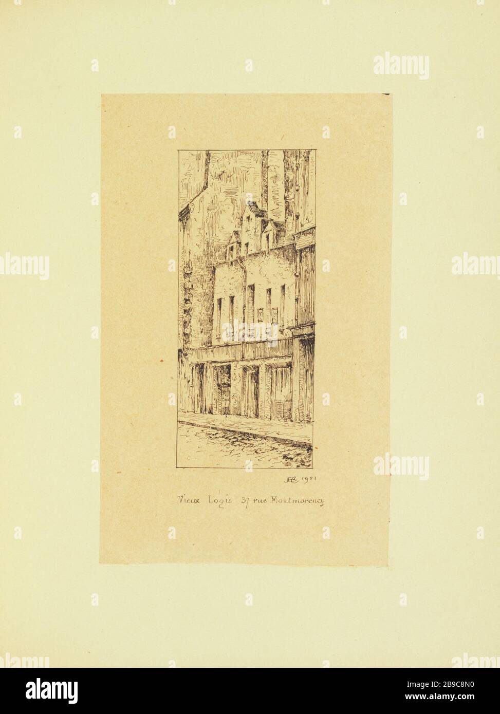 [Vieux Paris] Maison, 37 rue Montmorency, 1901 Henri Chapelle (1850-1925), dessinateur français. Le Vieux Paris. Maison, 37 rue Montmorency. Panache, encre de chine. Paris (IIIème arr.), 1901. Paris, musée Carnavalet. Banque D'Images