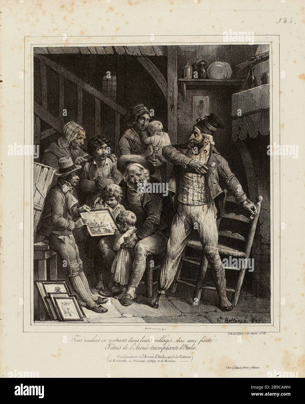 Fous en Facebook rentant dans les villages des léeurs mentant avec fierté: / seulement triomphante de l'armée d'Italie. / (Proclamation à l'après-série de la Loi / de Montenotte, Millesimo de, de Diego et Mondovi). (Titre du titre) | les vétérans de l'armée d'Italie (titre du factice) Banque D'Images