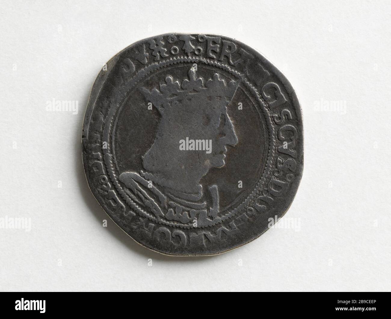 Teston Brittany Francis I, 1515-1540 Anonyme. Teston de Bretagne de François Ier (1494-1547). Argent. 1515-1540. Paris, musée Carnavalet. Banque D'Images