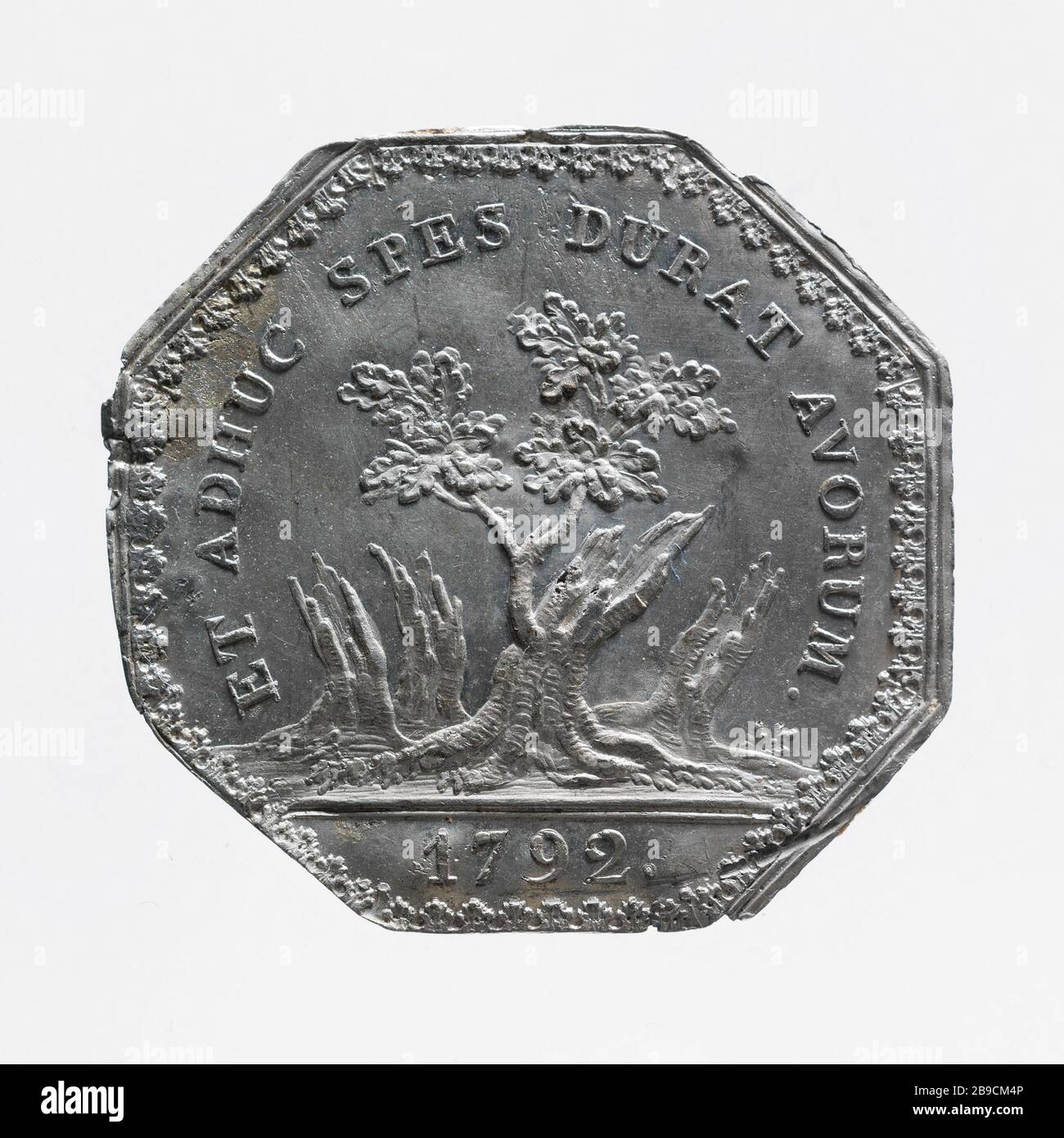 Testez uniface un jeton à la monnaie de Rohan-Chabot, premier type Augustin Dupré (1748-1843).euve uniface d'un jeton à la Elabore des Rohan-Chabot, premier type. Étain. 1792. Paris, musée Carnavalet. Banque D'Images