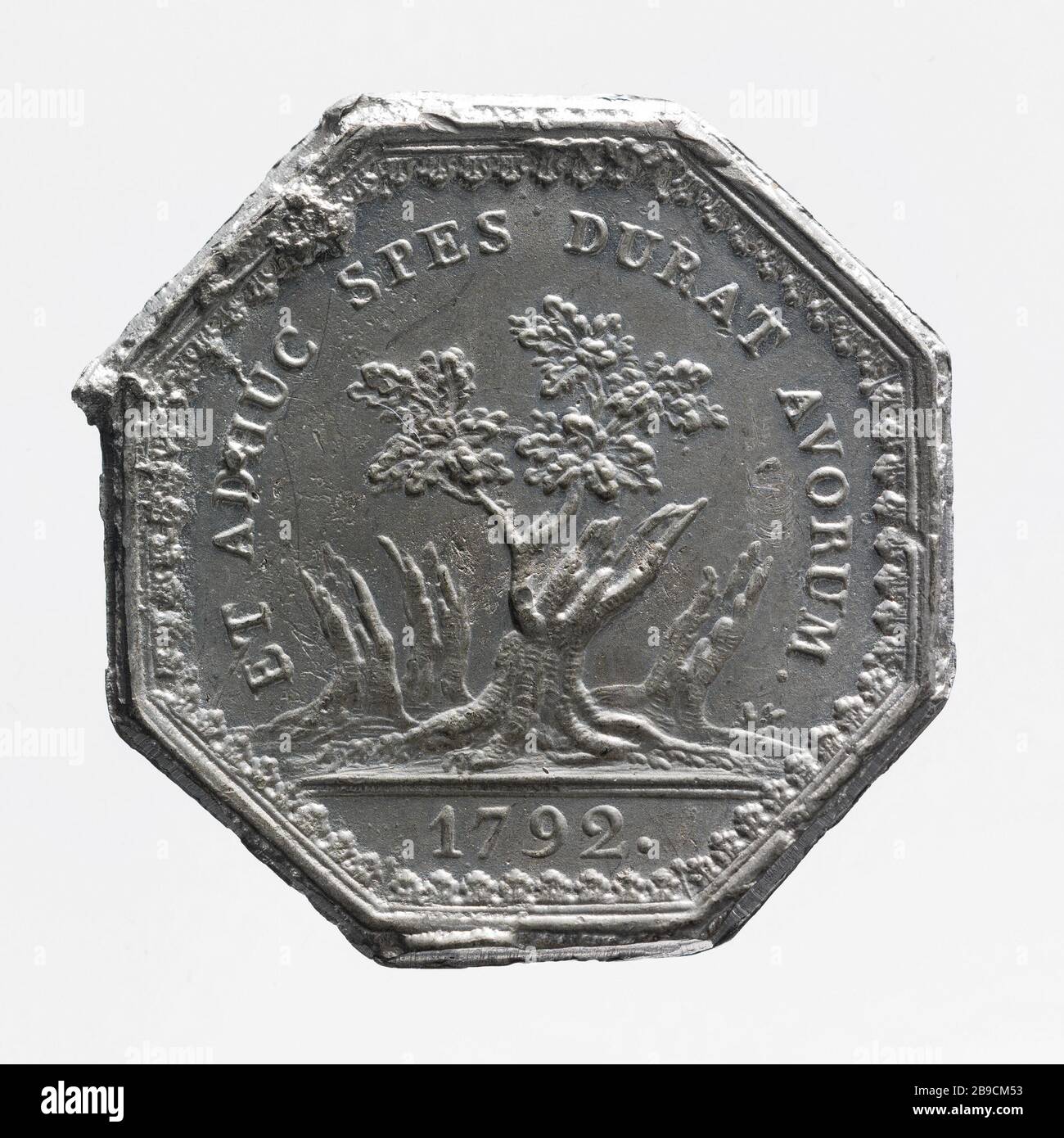 Testez uniface un jeton à la monnaie de Rohan-Chabot, premier type Augustin Dupré (1748-1843).euve uniface d'un jeton à la Elabore des Rohan-Chabot, premier type. Étain. 1792. Paris, musée Carnavalet. Banque D'Images