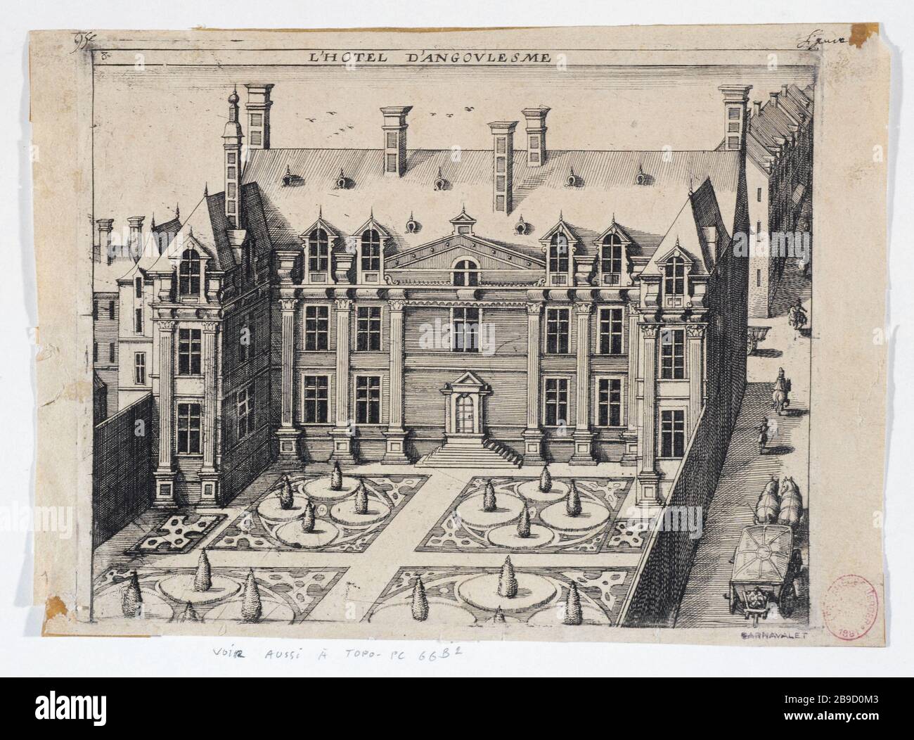 HÔTEL ANGOULÊME Attribué à Claude Chastillon (1559-1616). 'L'Hôtel d'Angoulême'. Gravité. Paris, musée Carnavalet. Banque D'Images