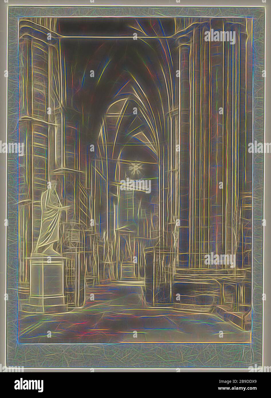 Abbaye de Westminster, Amburatoire du Nord à l'est du transept du Nord, Frederick H. Evans (British, 1853 - 1943), 1911, imprimé platine, 24,4 x 17,5 cm (9 5,8 x 6 7,8 po, réinventé par Gibon, design d'un brillant chaleureux et gai de luminosité et de rayons de lumière radiance. L'art classique réinventé avec une touche moderne. La photographie inspirée du futurisme, qui embrasse l'énergie dynamique de la technologie moderne, du mouvement, de la vitesse et révolutionne la culture. Banque D'Images