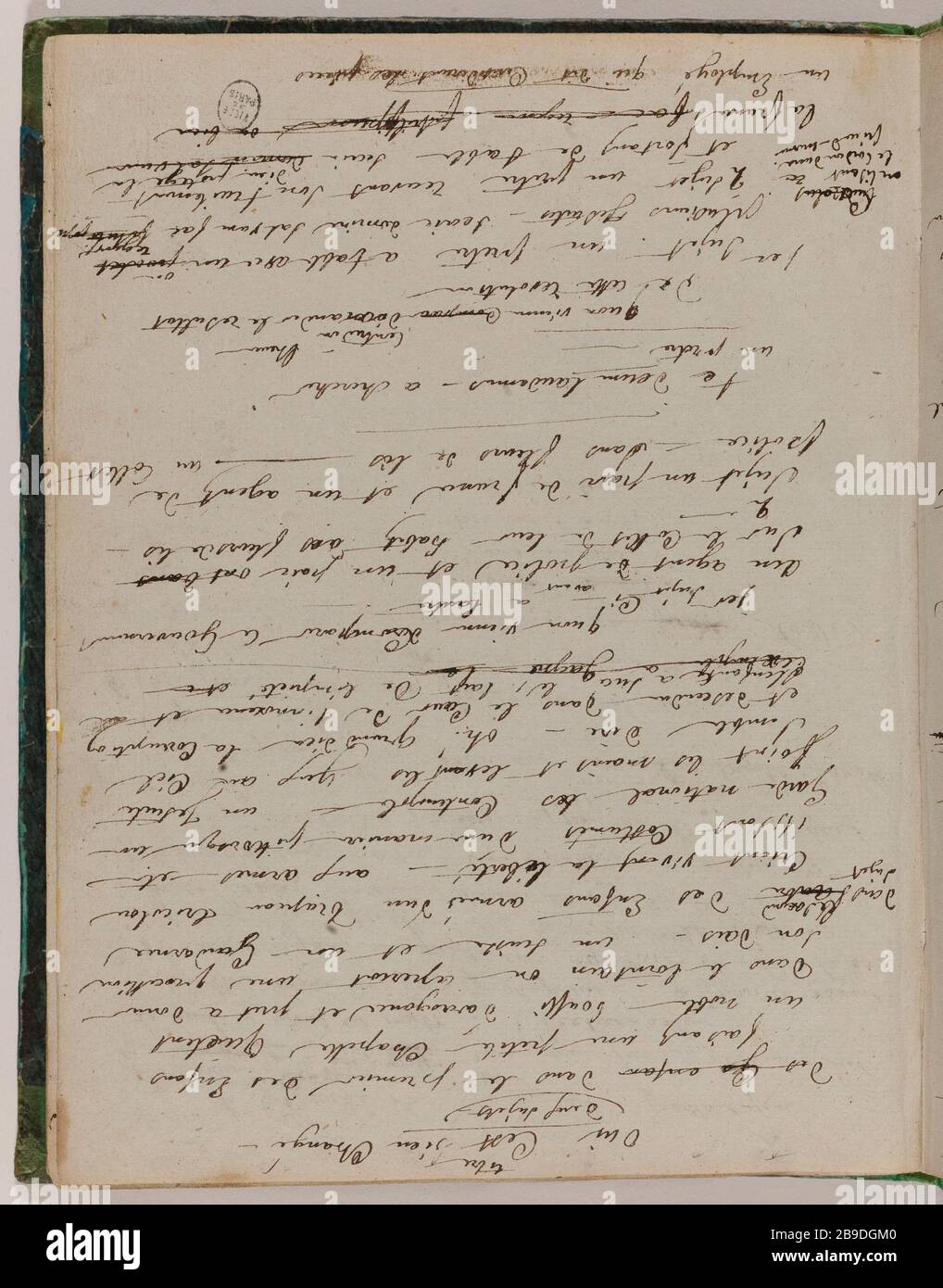 LIVRE D'ESQUISSE POUR 'VOYAGE POUR L'ÉTERNITÉ' FOLIO VERSO 47 (TEXTE DE LA PAGE) JEAN-JACQUES GRANDVILLE (1803-1847). Carnet de croquis pour 'Voyage pour l'Eternité' folio 47 verso (page de texte). Encré. Paris, musée Carnavalet. Banque D'Images
