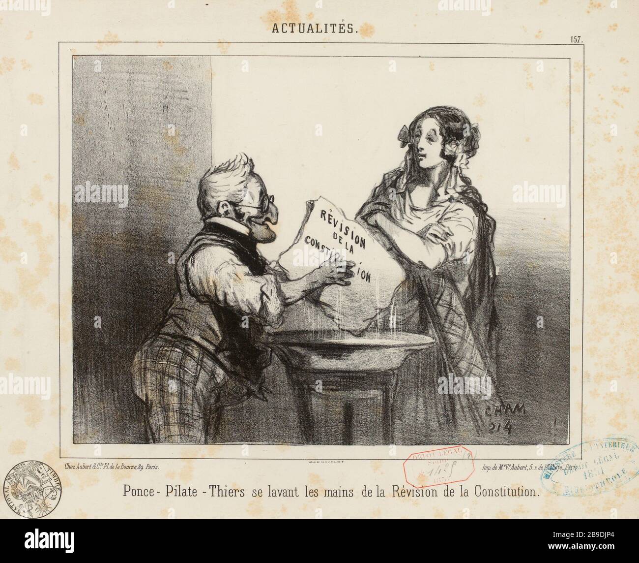 Nouvelles / 157 / Thiers-Pontius Pilate se lavant les mains de la révision de la Constitution (enregistrée) |. Nouvelles (1851) (dans son ensemble) Banque D'Images