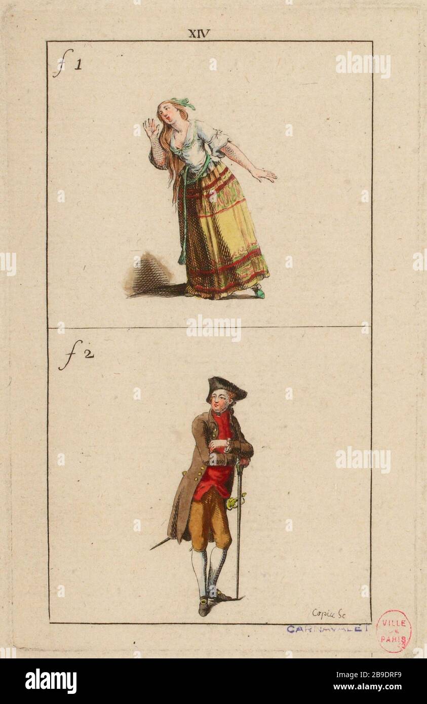 Drame de costume / XIV (titre factice) |.. Costumes de théâtre (dans son ensemble) Banque D'Images