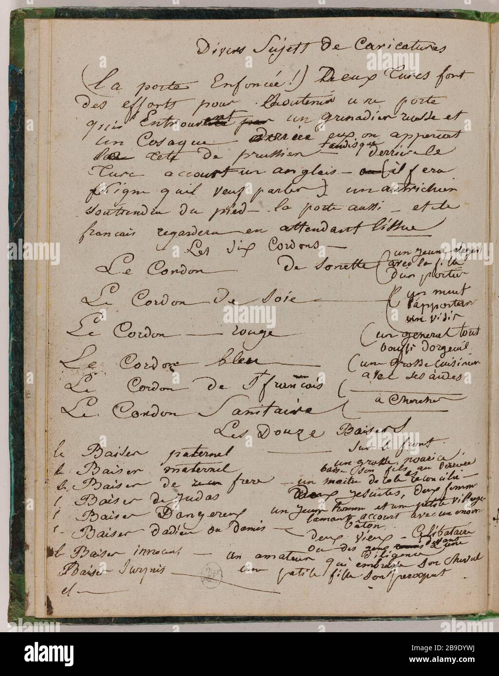 LIVRE D'ESQUISSE POUR 'VOYAGE POUR L'ÉTERNITÉ' FOLIO VERSO 4 (TEXTE DE LA PAGE) JEAN-JACQUES GRANDVILLE (1803-1847). Carnet de croquis pour 'Voyage pour l'Eternité' folio 4 verso (page de texte). Encré. Paris, musée Carnavalet. Banque D'Images