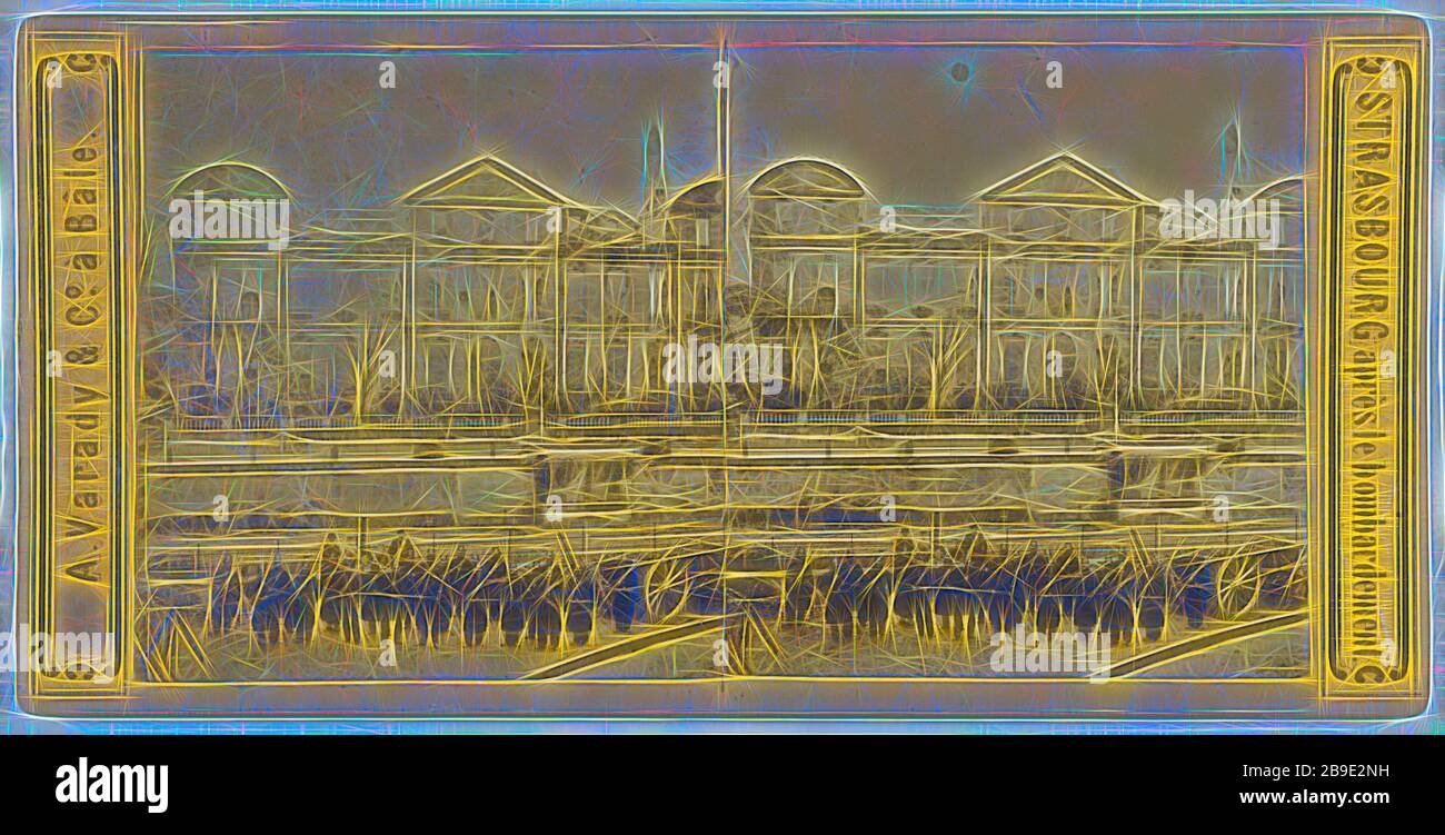 La Prafecture, Strasbourg, Varady & Company, vers 1865, imprimé argent  Albumen, repensé par Gibon, design de glanissement chaleureux et gai de la  luminosité et des rayons de lumière radiance. L'art classique réinventé