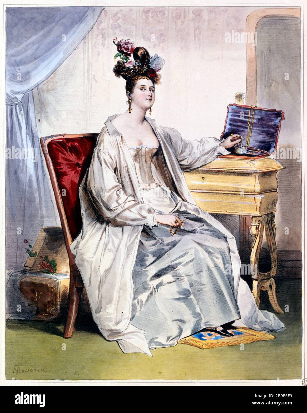 LES HEURES DE LA JOURNÉE - 8 HEURES DE SOIRÉE ACHILLE DEVERIA (1800-1857). 'Les heures du jour - 8 heures du soir'. Gravité. Paris, musée Carnavalet. Banque D'Images