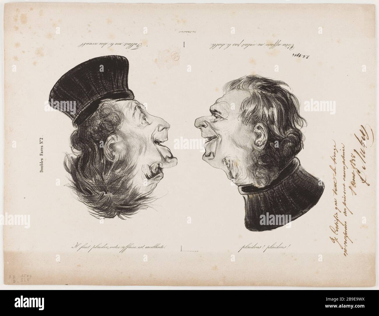 Double face 'il faut plaider votre cas est bon' (plaque 2) Honoré Daumier (1808-1879). 'Double face 'il faut plaaider, votre hôtel est excellent' (planche 2)'. Lithographie. Paris, musée Carnavalet. Banque D'Images