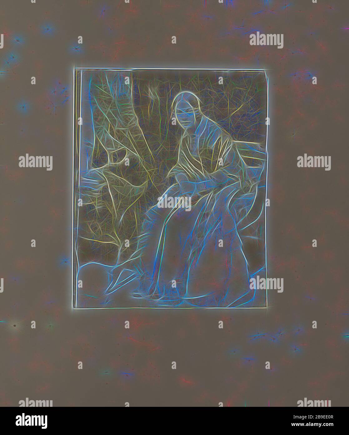 Mme Matilda (Rigby) Smith, Hill & Adamson (écossaise, active 1843 - 1848), Écosse, 1843 - 1846, imprimé de papier salé d'un négatif de calotype, 20 x 16,4 cm (7 7,8 x 6 7,16 po, repensée par Gibon, design de glaissement chaleureux et rayons de lumière radiance. L'art classique réinventé avec une touche moderne. La photographie inspirée du futurisme, qui embrasse l'énergie dynamique de la technologie moderne, du mouvement, de la vitesse et révolutionne la culture. Banque D'Images