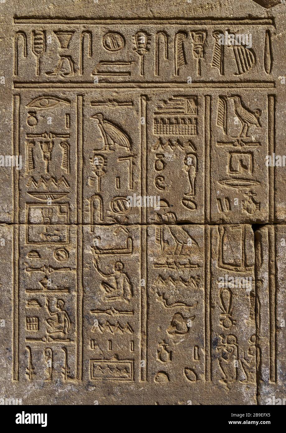 L'Egypte ancienne les hiéroglyphes sur le mur Banque D'Images