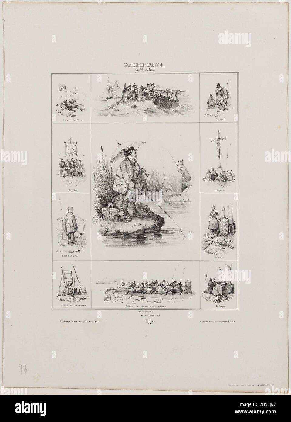 Album Hobbies (pl.77) Jean-Victor Adam, dit Victor Adam (1801-1866), PEINtre et lithographe English. Album 'Passe-tempss' (pl.77). Lithographie, XIXème siècle. Paris, musée Carnavalet. Banque D'Images