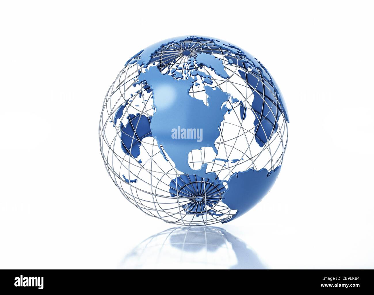 Globe terrestre stylisé en relief avec grille métallique, vue en Amérique du Nord. Banque D'Images