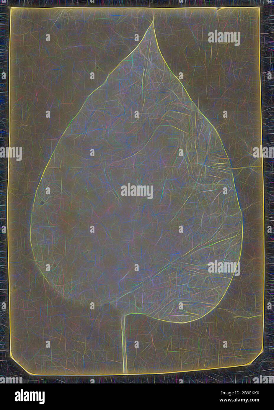 Une feuille unique, britannique, active Inde vers 1843, Angleterre, 1843 - 1845, dessin photogénique, 10,5 x 7,3 cm (4 1,8 x 2 7,8 po, repensée par Gibon, design de glanissement chaleureux et joyeux de la luminosité et des rayons de lumière radiance. L'art classique réinventé avec une touche moderne. La photographie inspirée du futurisme, qui embrasse l'énergie dynamique de la technologie moderne, du mouvement, de la vitesse et révolutionne la culture. Photo Stock