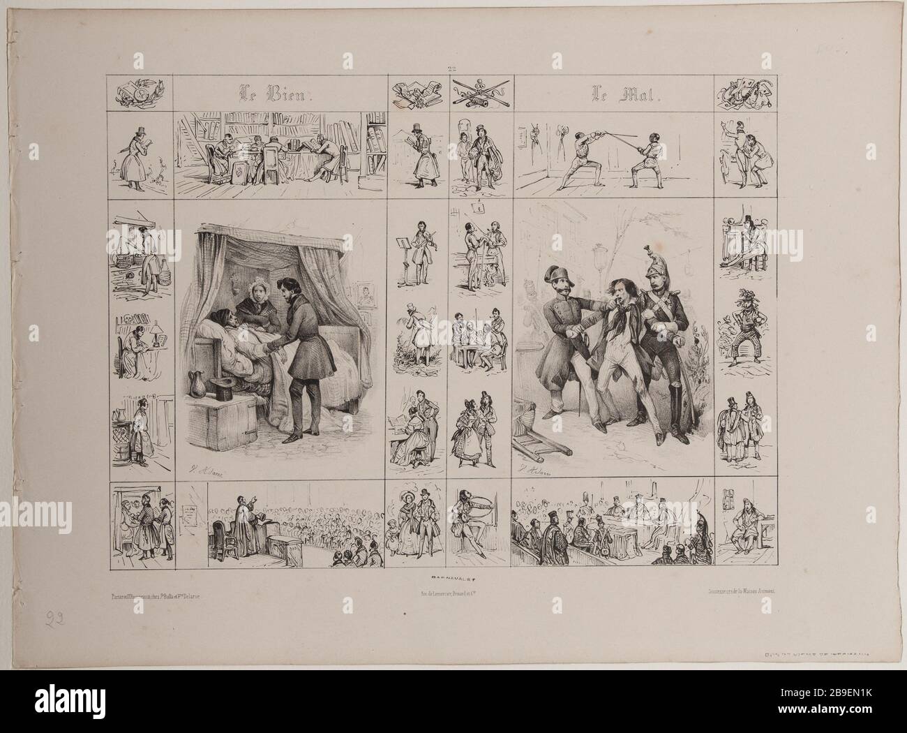 Album Good and Evil (pl.22) Jean-Victor Adam, dit Victor Adam (1801-1866), PEINtre et lithographe English. Album 'le bien et le mal', (pl.22). Lithographie, XIXème siècle. Paris, musée Carnavalet. Banque D'Images