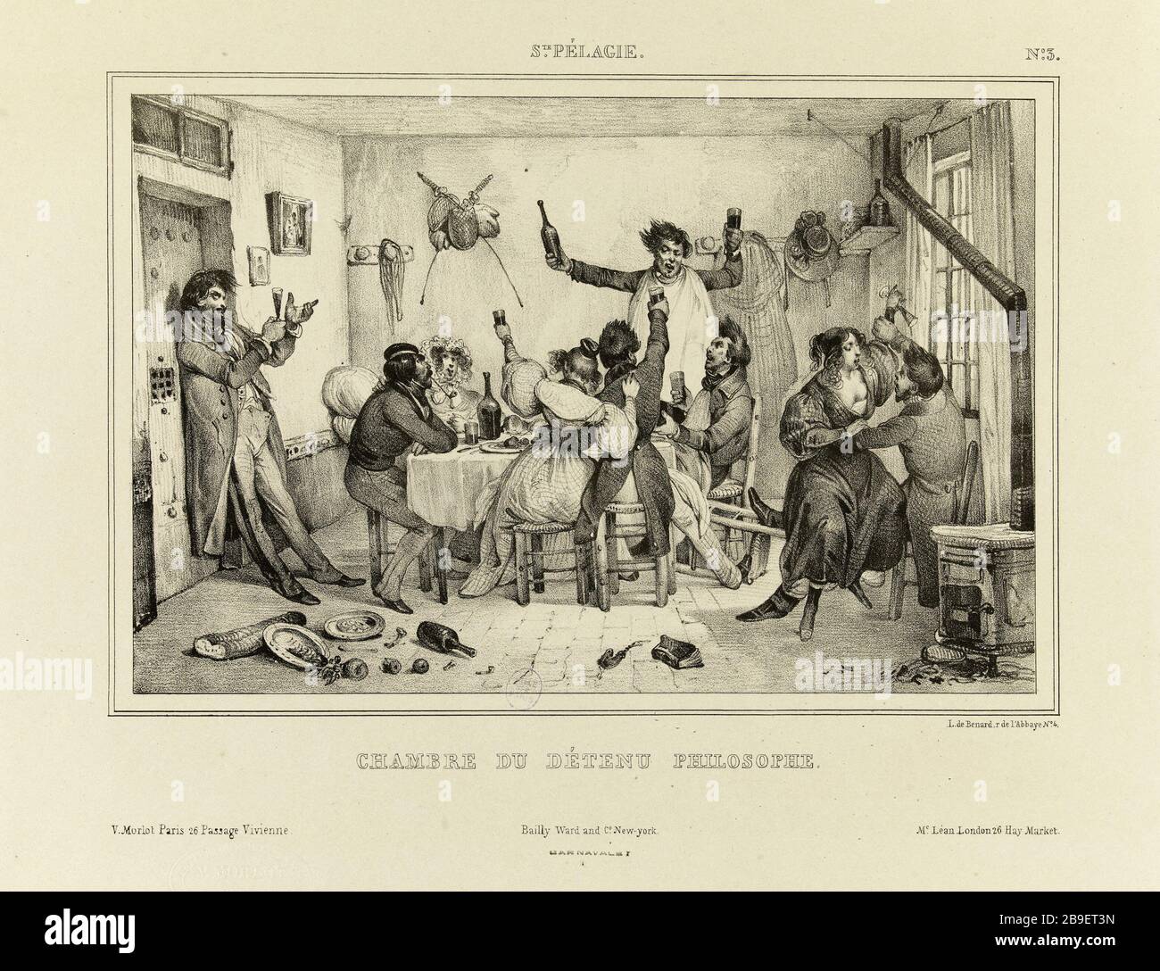 Prison de Sainte-Périgie, philosophe de la salle des détenus Jean-Victor Adam, dit Victor Adam (1801-1866). Prison Sainte-Périgie, Chambre du dénu philoshe. Lithographie. Paris, musée Carnavalet. Banque D'Images