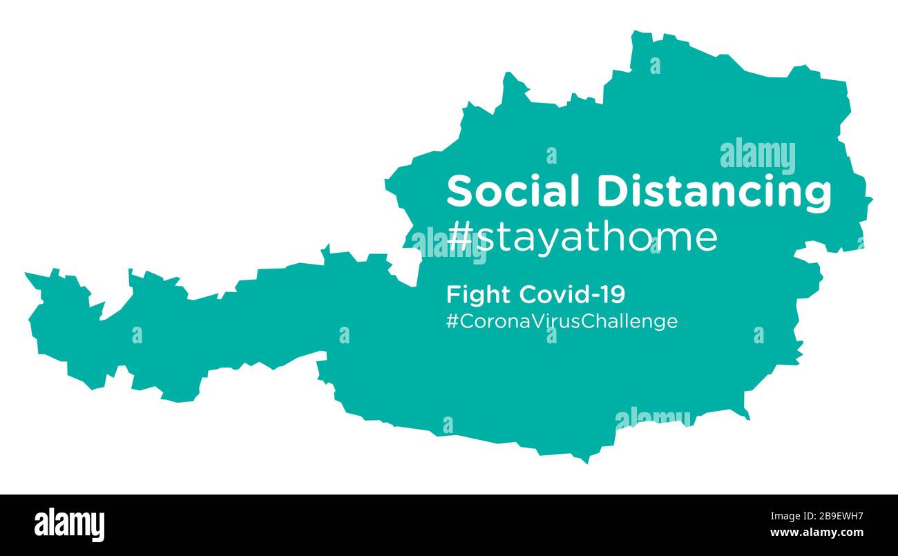 Autriche carte avec social Distancing #stayathome tag Illustration de Vecteur