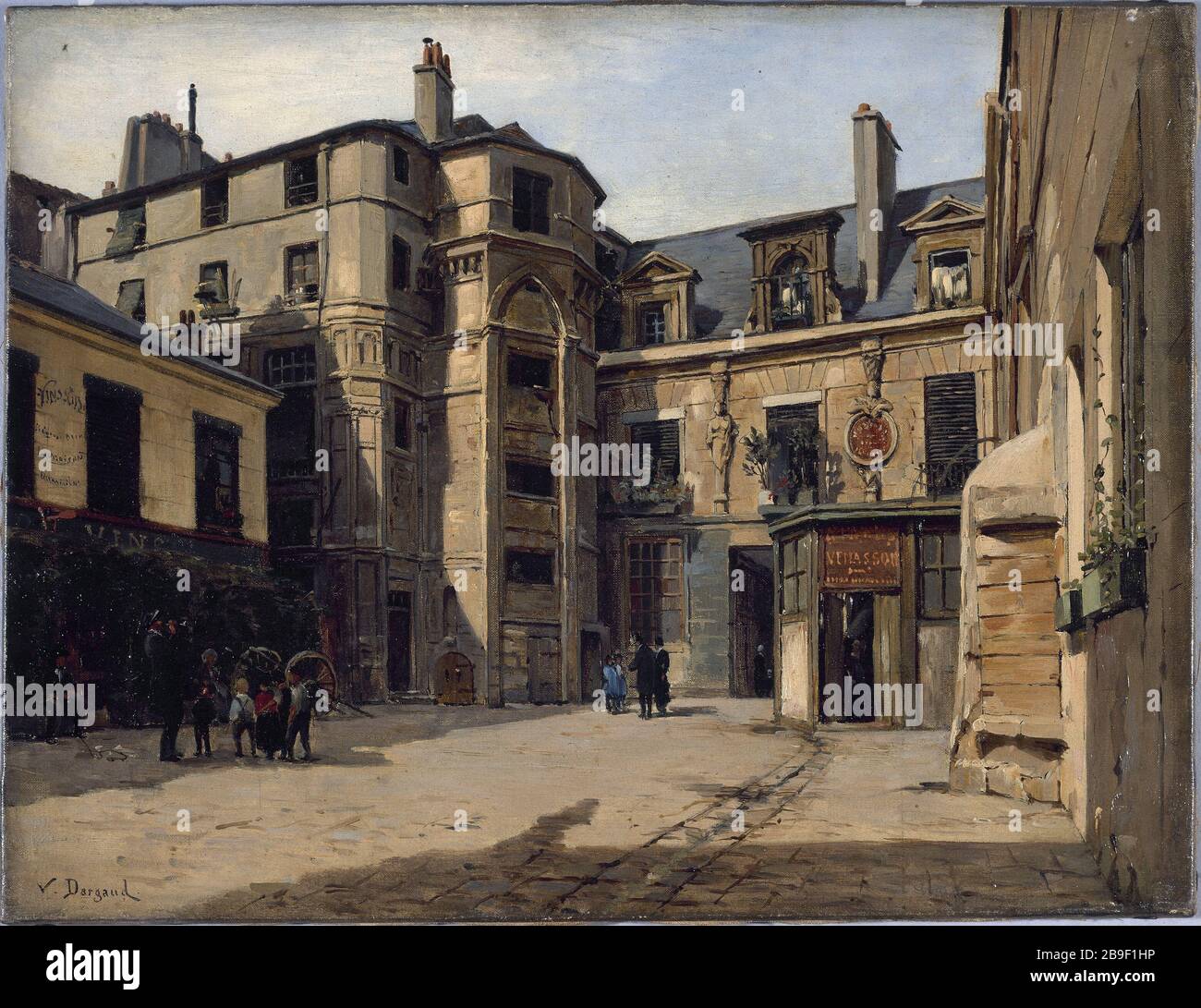 L'hôtel Provost, Charlemagne traversant Victor Dargaud (1850-1921). 'l'hôtel du Prévôt, passage Charlemagne', 1883. Huile sur étoile. Paris, musée Carnavalet. Banque D'Images