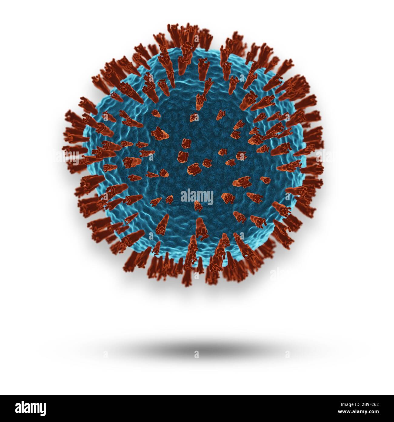 Coronavirus ou cellules COVID-19 dans le corps humain. Virus respiratoire en vue microscopique. Illustration du rendu tridimensionnel. Isoler sur fond blanc. Concept de Banque D'Images