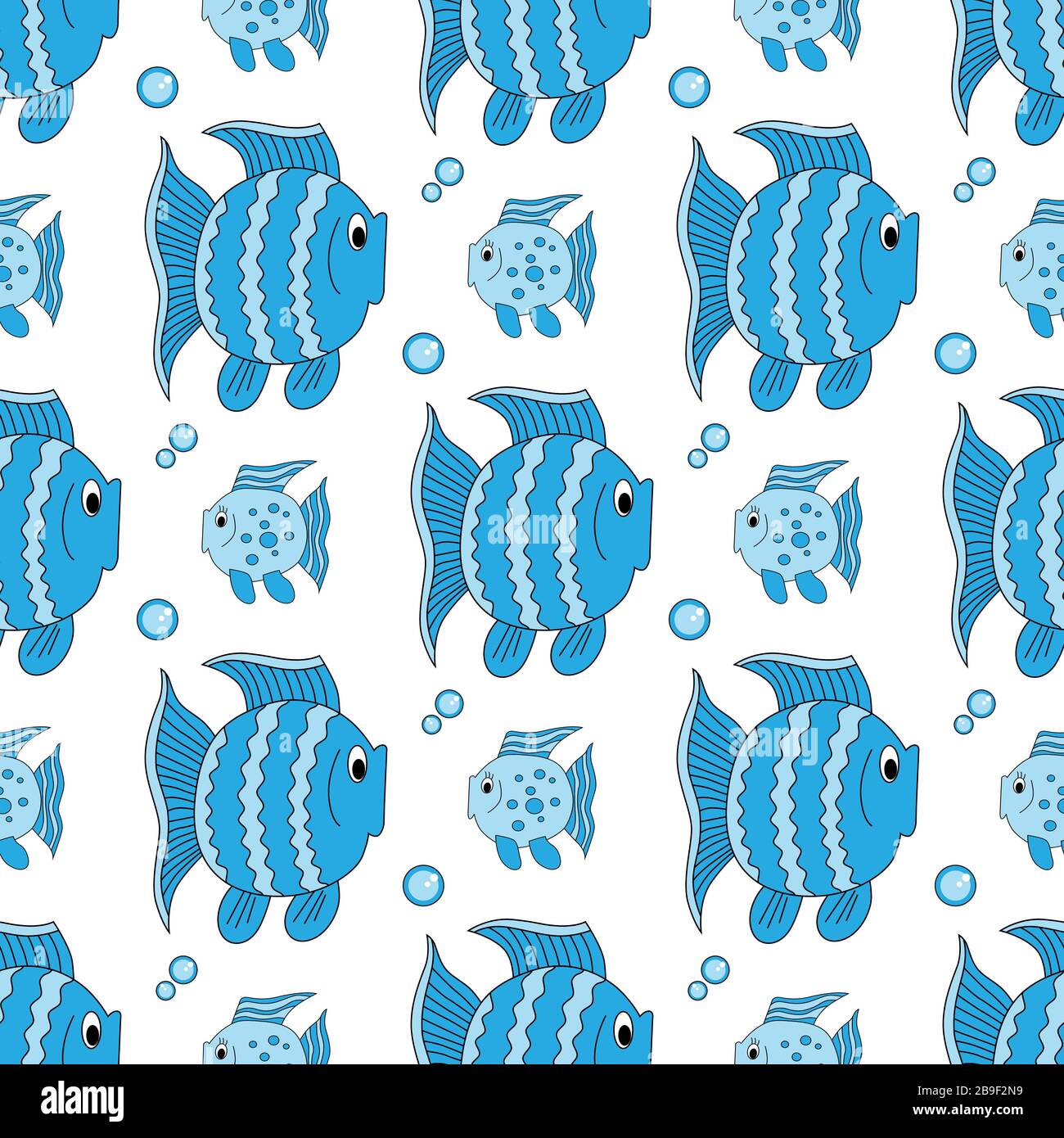 Funny bleu motif transparent poisson Illustration de Vecteur
