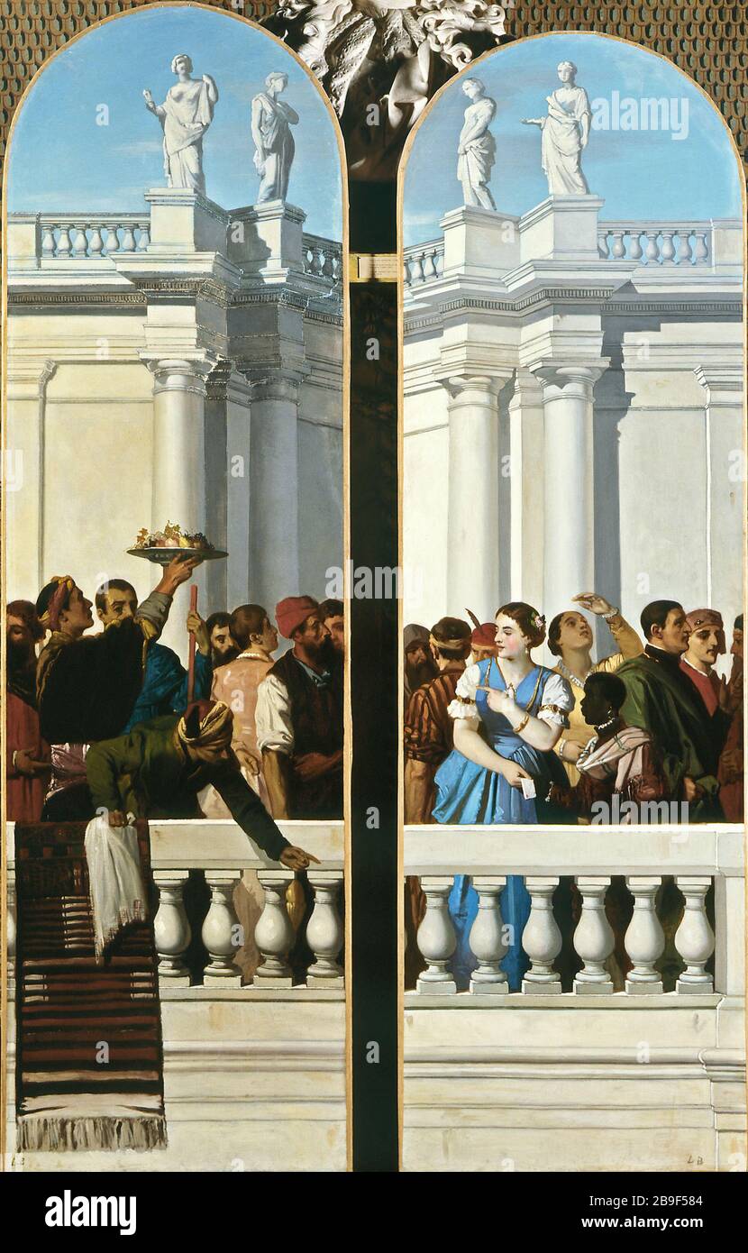 FÊTE À LA MODE VÉNITIENNE (PARTIE DROITE ET GAUCHE) LOUIS BOULANGER (1806-1867). 'Festine à la mode vénitienne (partie droite et gauche)'. Paris, musée Carnavalet. Banque D'Images