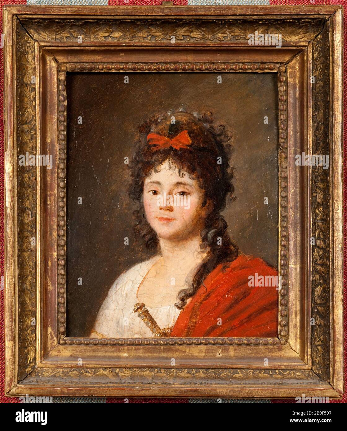 Portrait de Mademoiselle Maillard (Maria Theresa Davoux, de 1766 à 1818, appelée), chanteuse à l'Opéra Jean François ou François Garneray ou Garnerai ou Garnerey (1755-1838). Portrait de Mademoiselle Maillard (Marie-Thérèse Davoux, 1766-1818, dite), chantez à l'Opéra. Huile sur bois. 1790. Paris, musée Carnavalet. Banque D'Images
