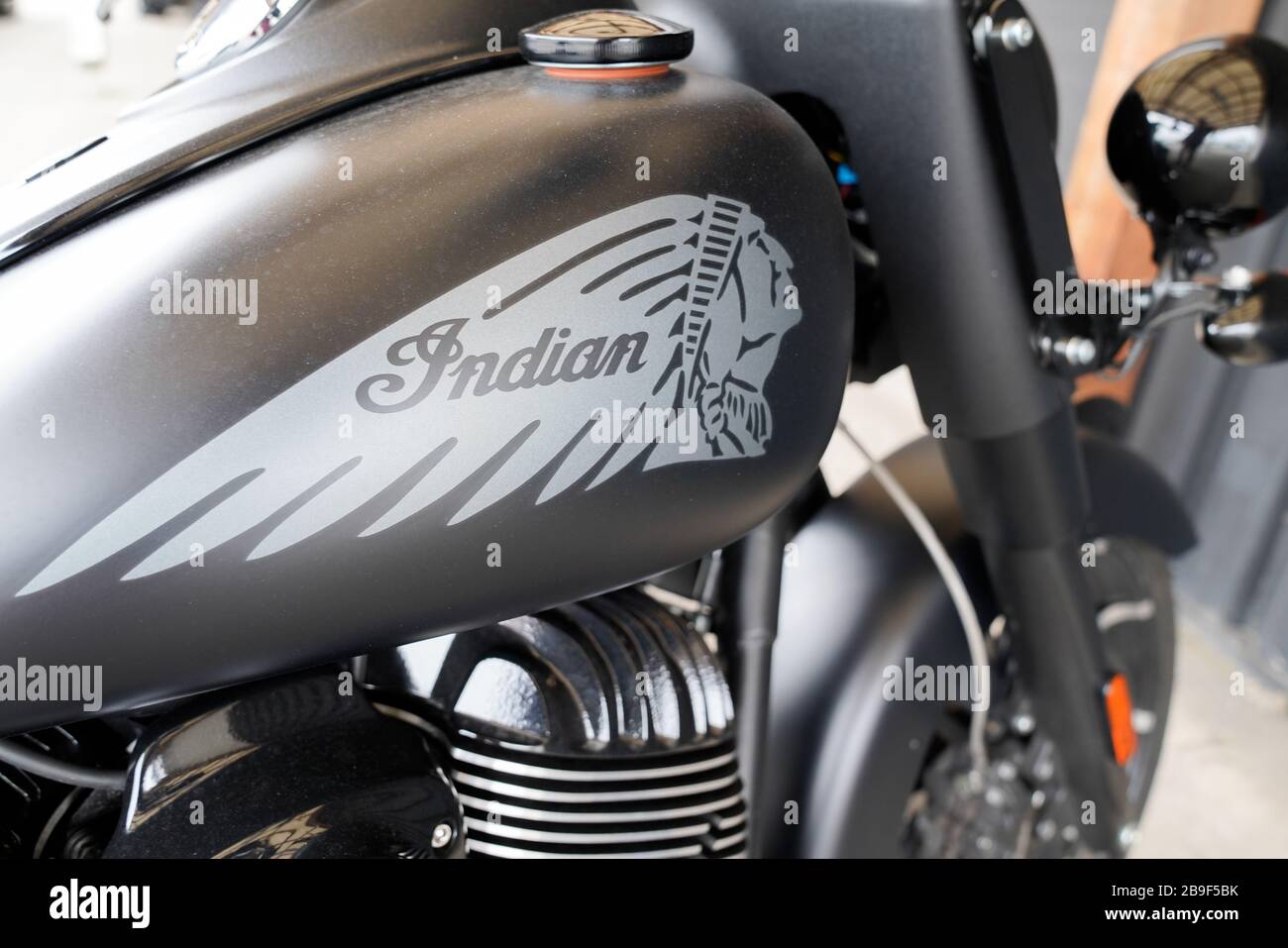 Bordeaux , Aquitaine / France - 10 17 2019 : détail logo moto indienne marque américaine de motos produites à Springfield Banque D'Images