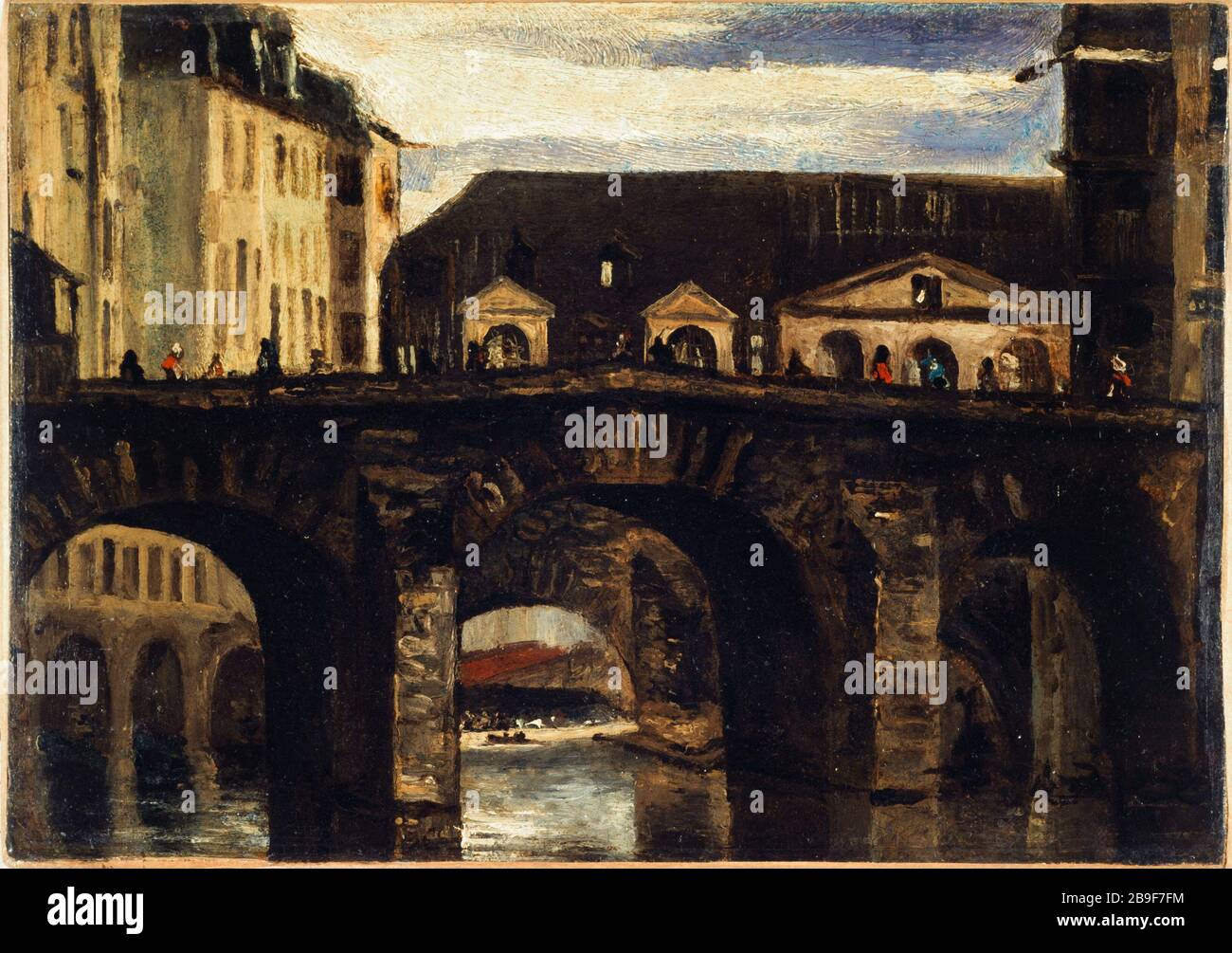 Petit Pont et le Pont Saint-Charles Godefroy Jadin (1805-1882). Le petit Pont et le pont Saint-Charles. Huile sur étoile. 1825. Paris, musée Carnavalet. Banque D'Images