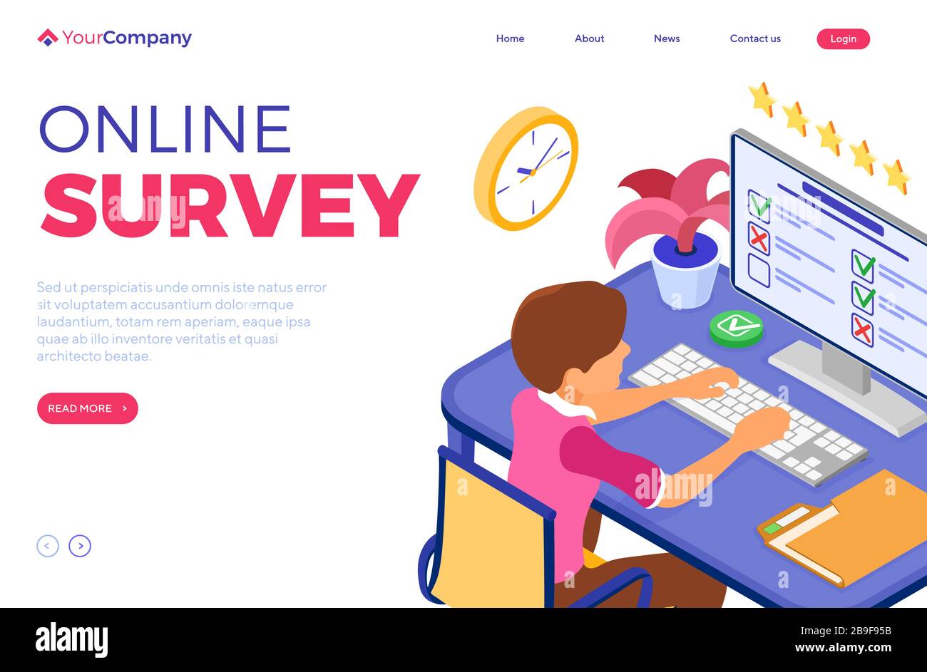 Questionnaire d'enquête en ligne Illustration de Vecteur