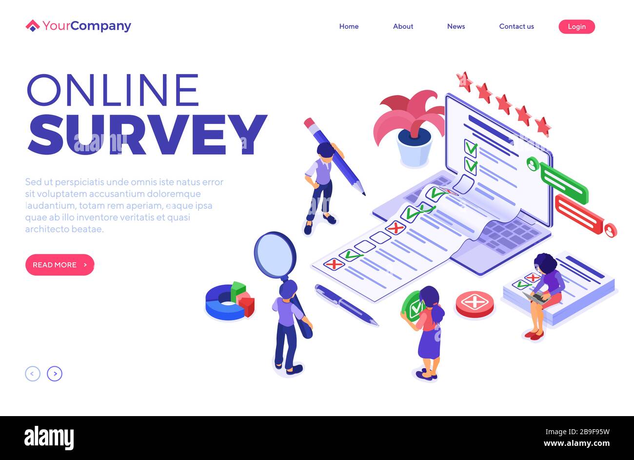 Questionnaire d'enquête en ligne Illustration de Vecteur