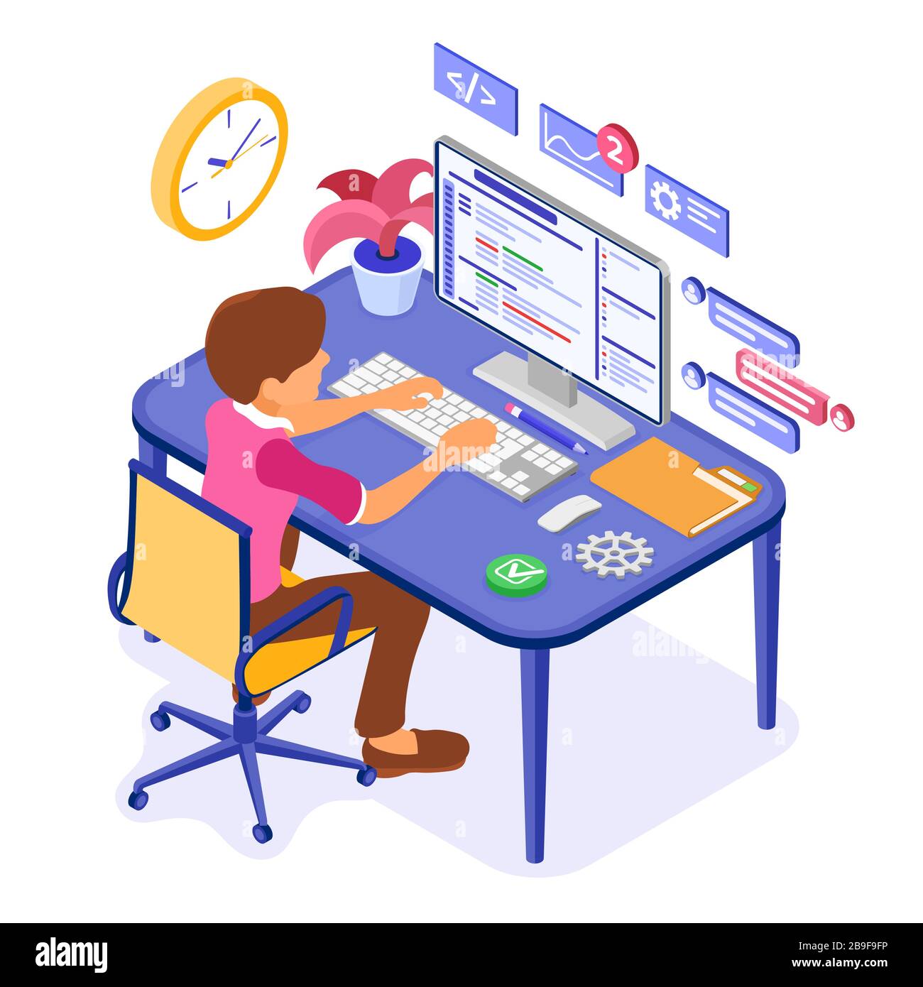 programmeur développement du site web de chat en ligne Illustration de Vecteur