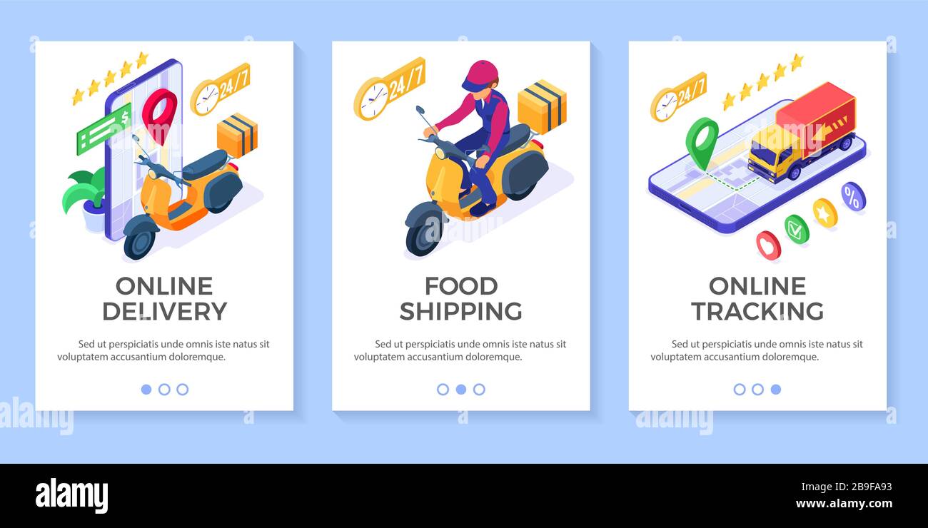 service de livraison de colis de commande de nourriture en ligne Illustration de Vecteur