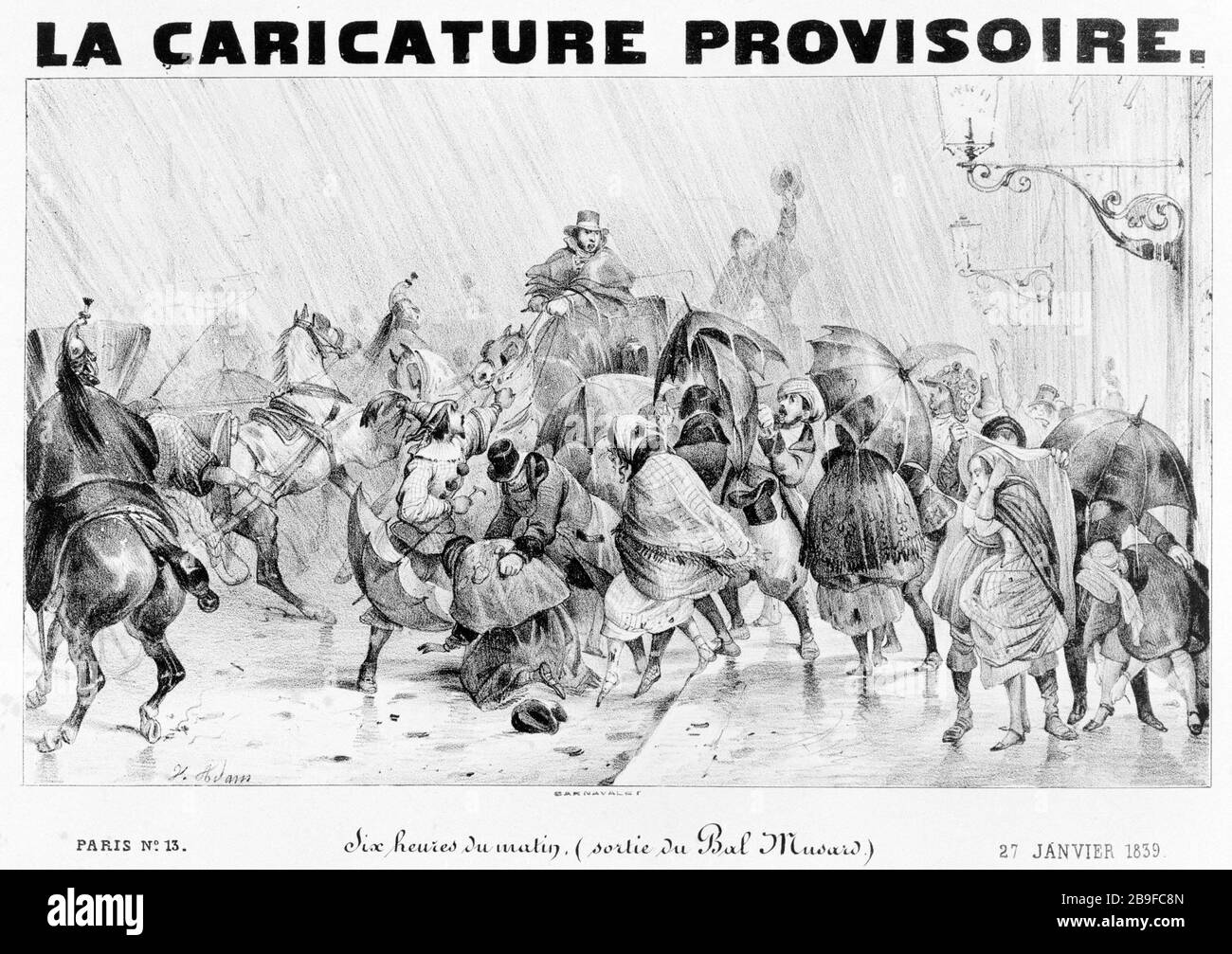 PLAISIRS DE PARIS PLAQUE Nº 7 - LOISIRS PAR ADAM V. Jean-Victor Adam, dit Victor Adam (1801-1866) / Jeannin / Joseph Lemercier (1803-1887) / Auguste Sébastien Bénard (1810-1873). Plaisirs de Paris (planète nº 7) ; Loisirs. Document du Cabinet d'arts graphiques. Lithographie en noir et blanc, entre 1837 et 1840. Paris, musée Carnavalet. Banque D'Images