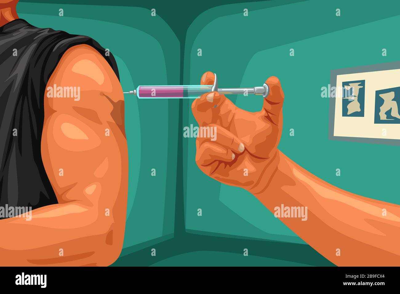 injection du patient par seringue Illustration de Vecteur