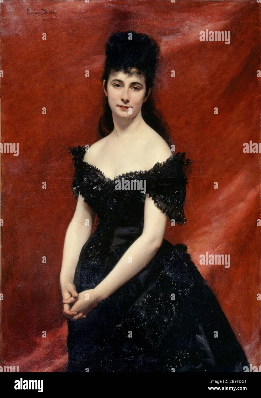 Portrait de la marquise de Vaucouleur Carolus-Duran (Charles Emile Auguste Durand, 1837-1917). 'Portrait de la marquise de Vaucouleur'. Huile sur étoile, 1879. Paris, musée Carnavalet. Banque D'Images