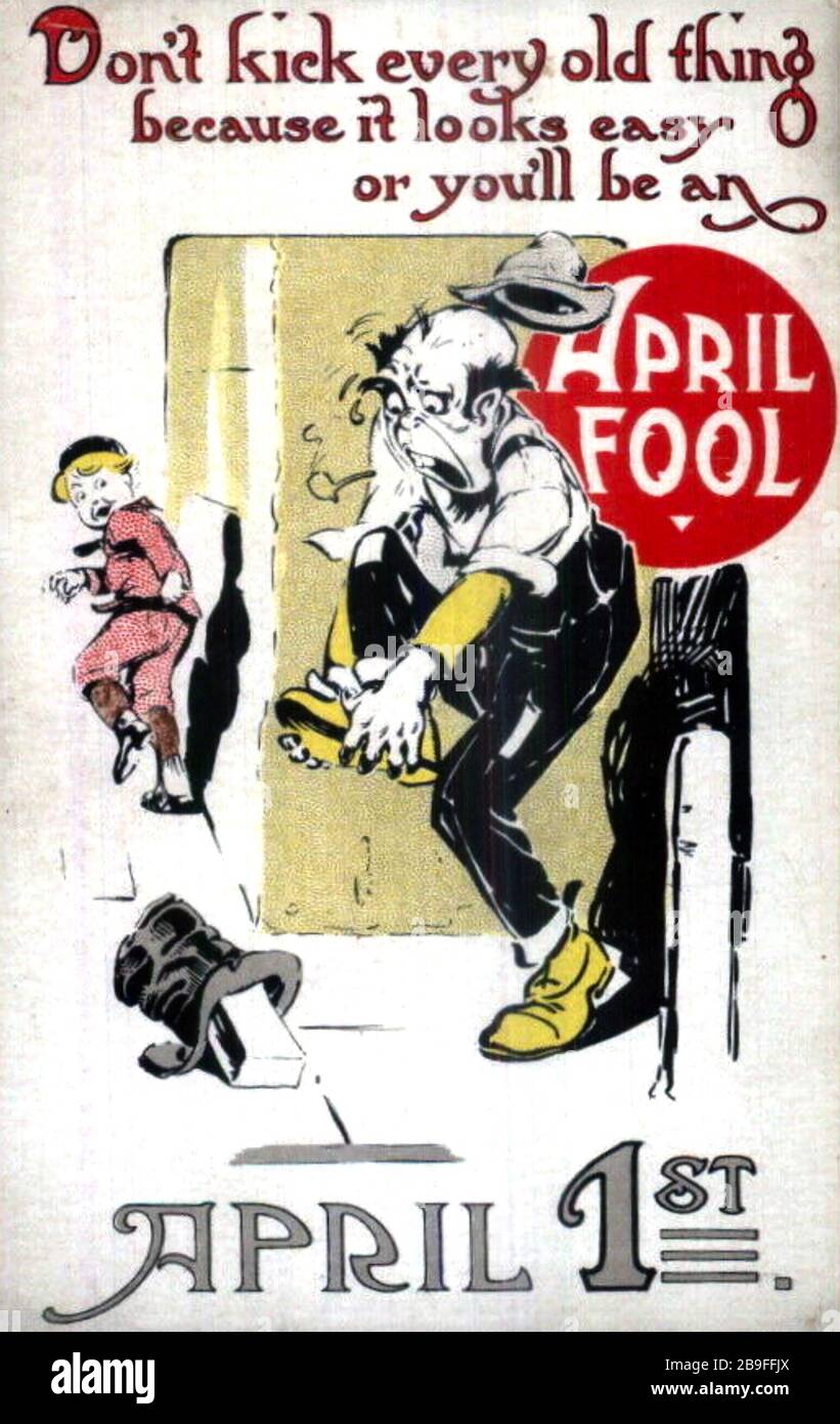 AVRIL EST UNE caricature anglaise vers 1910 Banque D'Images
