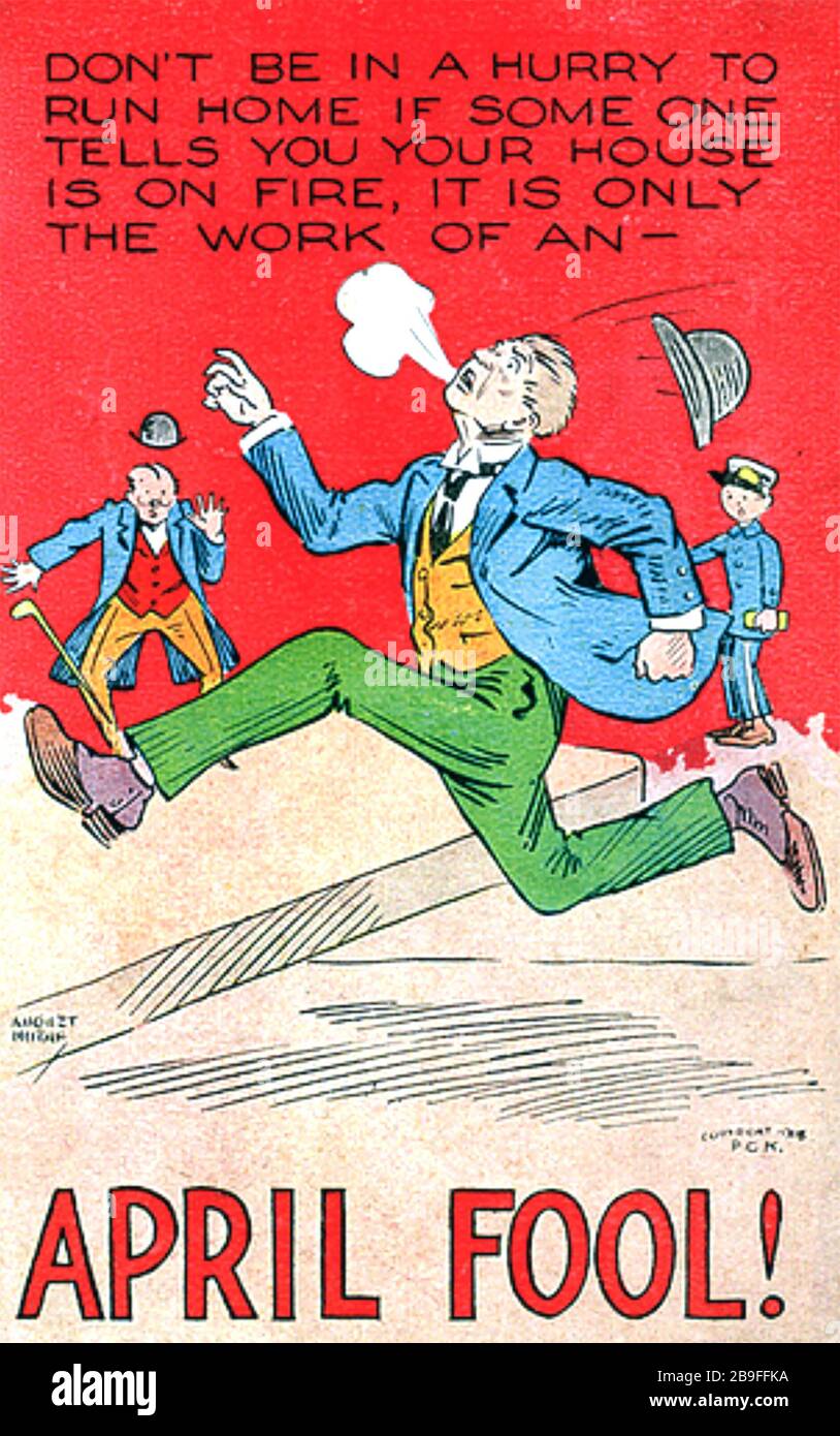AVRIL, IL S'AGIT D'UNE caricature américaine des années 1920 Banque D'Images