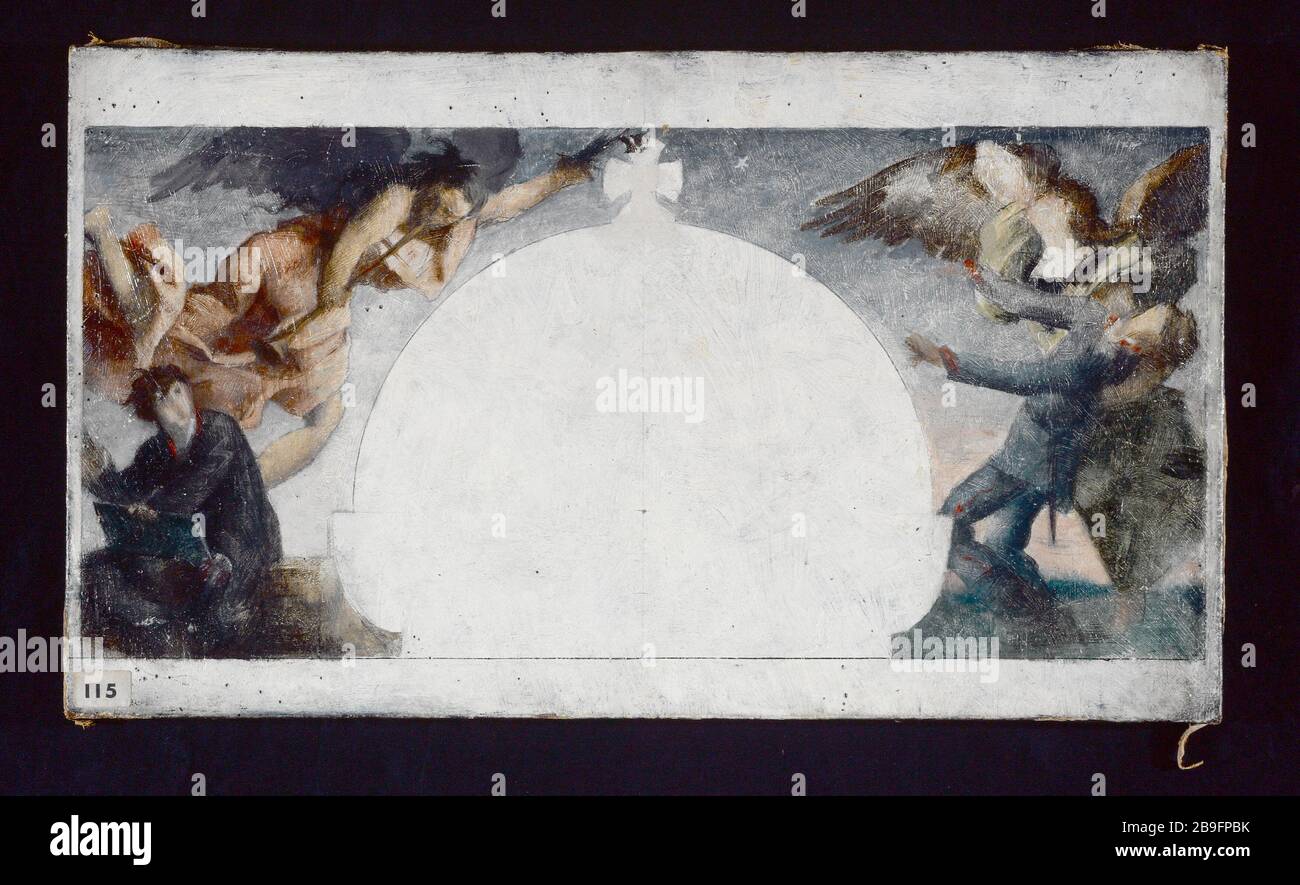 PLAN POUR LA GUERRE MÉMORIAL DE LA GUERRE DE 1870 LYCÉE CHAPTAL GABRIEL FERRIER. 'Esquisse pour le monument aux morts de la guerre de 1870 du lycée Chaptal (1878)'. Paris, musée Carnavalet. Banque D'Images