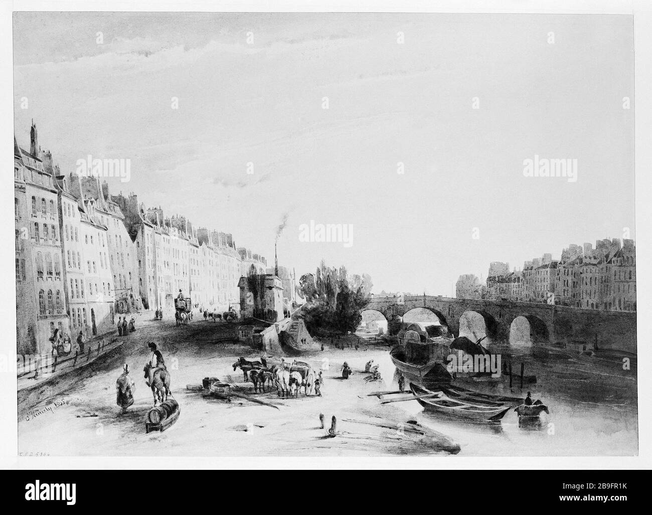 MARIE PONT Sigismond Himely. 'Le pont Marie'. Paris, musée Carnavalet. Banque D'Images