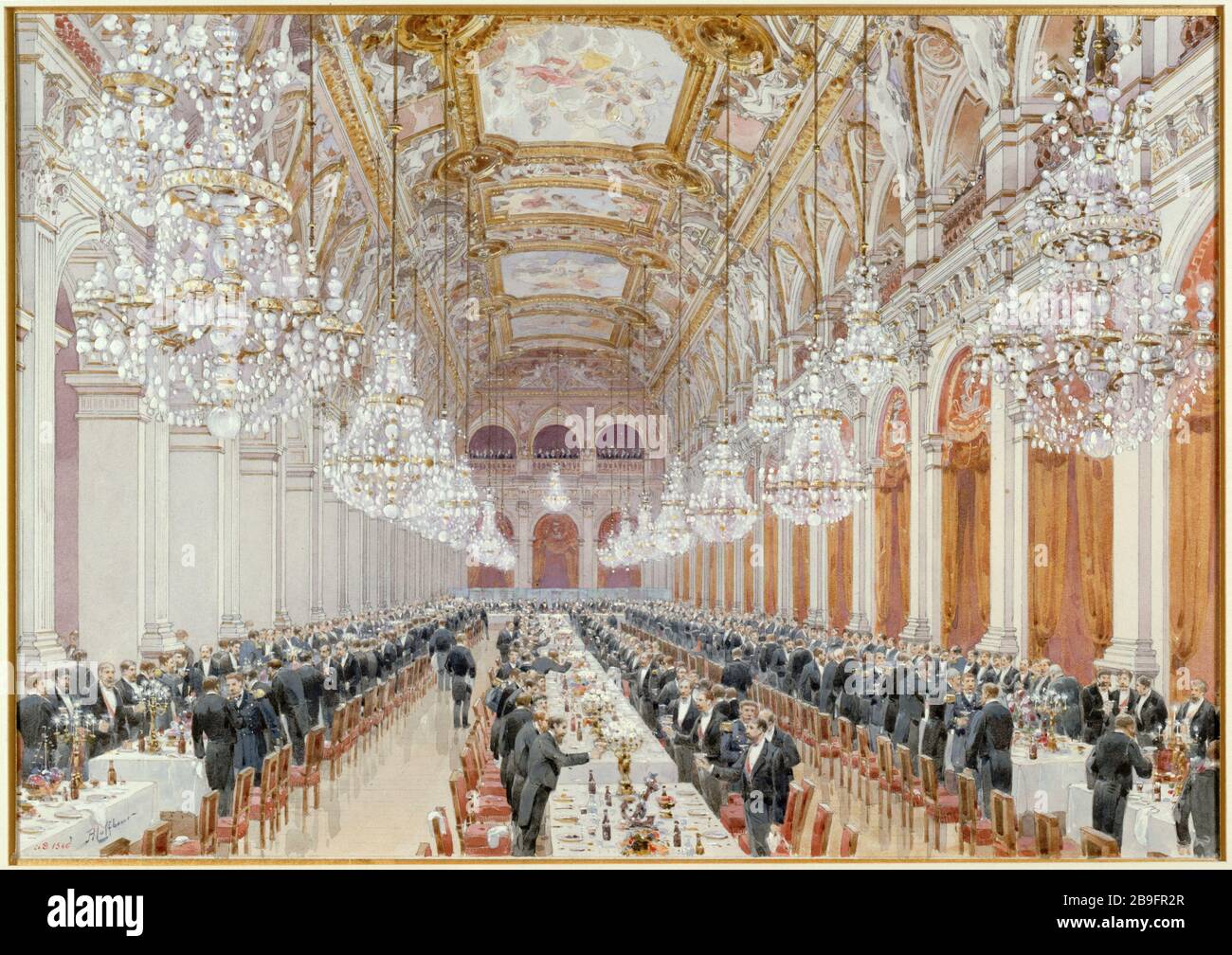 Vacances franco-russes en 1893 Théodore Hoffbauer (1839-1922). 'Fêtes Franco-russes en 1893'. Banquet à l'Hôtel de Ville de Paris. Paris, musée Carnavalet. Banque D'Images