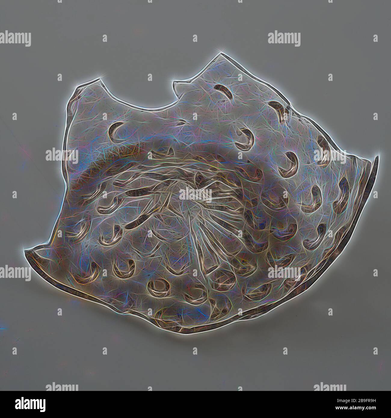 Fond avec des plots de tasse blanche, tasse à boire porte-réservoir sol trouver verre, archéologie Rotterdam City Triangle Pakkenbrug New Haven archéologique trouver dans le sol Nieuwe Haven 2ème cesspool (place) 22-08-1980 (appartenant à des maisons du côté sud de Nieuwe Haven Banque D'Images