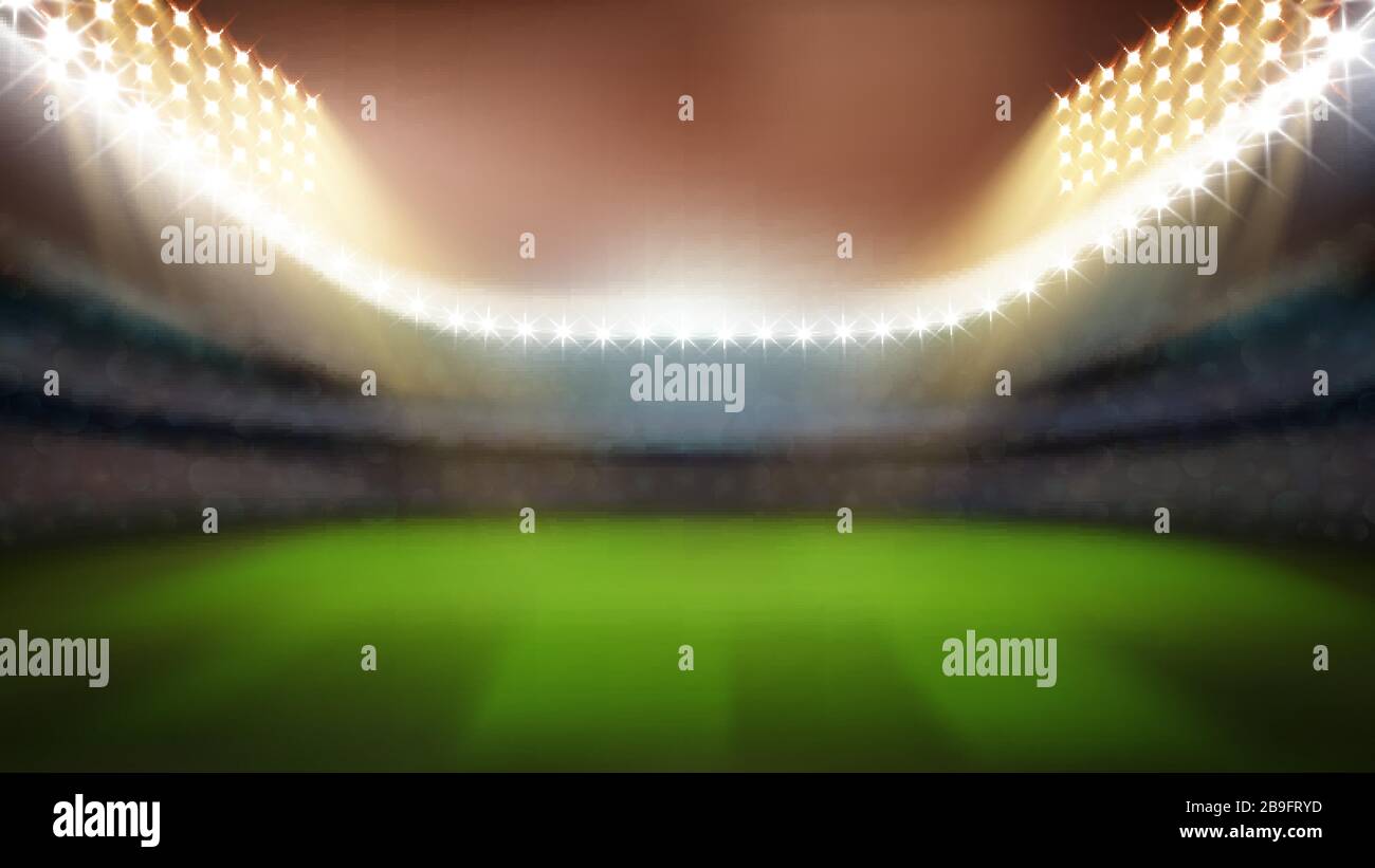 Cricket ou Rugby Stadium avec Bright Lights Vector Illustration de Vecteur