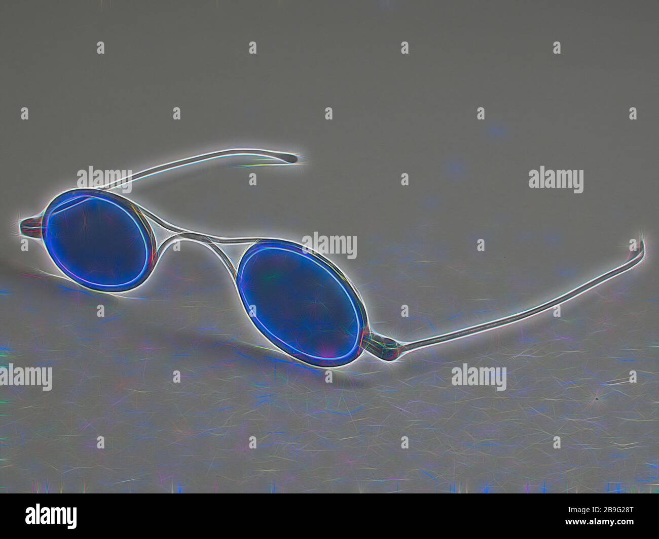 Lunettes de soleil, de petites lunettes ovales bleu, beau cadre de fer,  K-pont en forme de fines plumes et tout droit, lunettes de soleil Lunettes  de l'équipement d'oculaire en verre, verre, fer