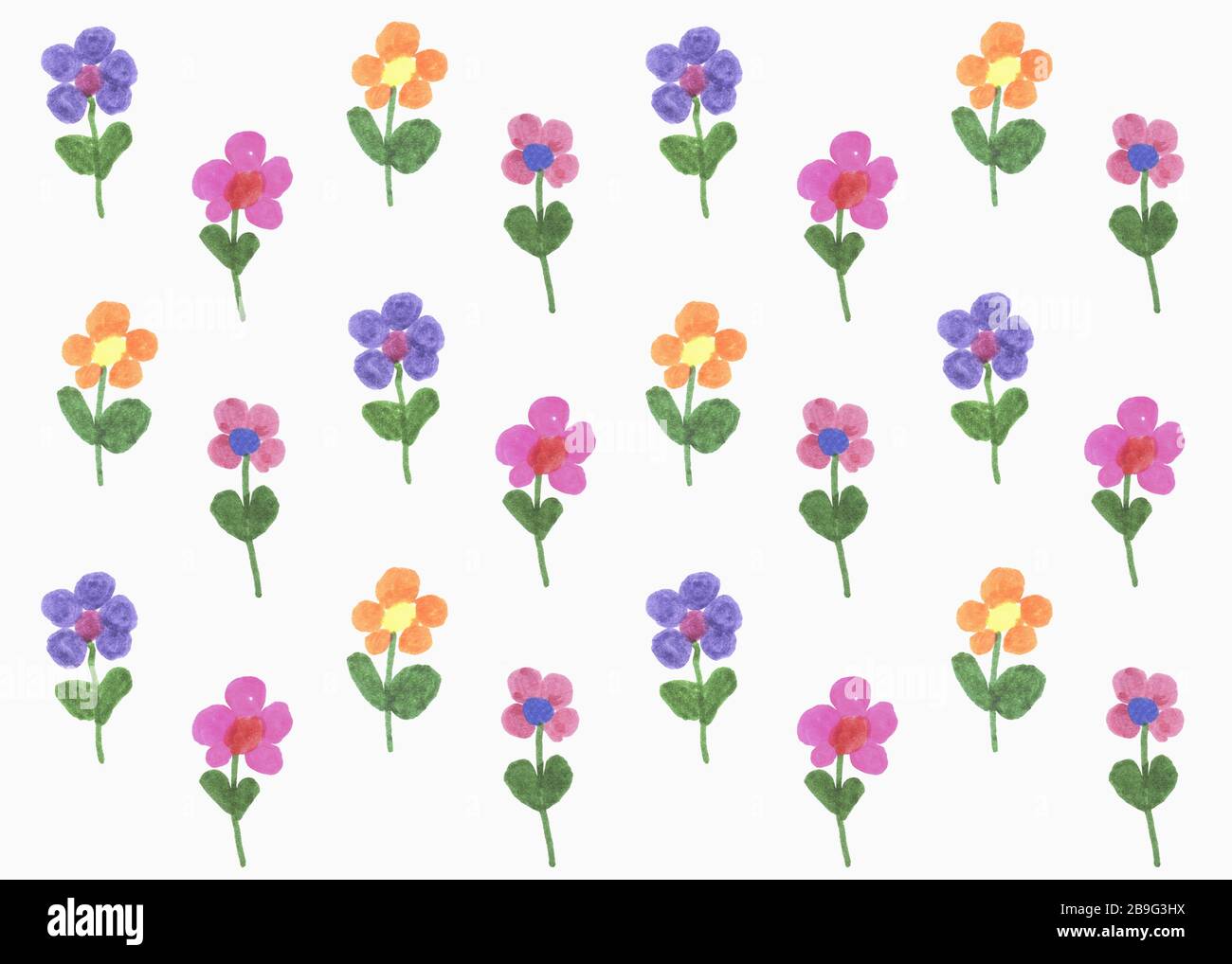 Illustration de fleurs multicolores sur fond blanc Banque D'Images